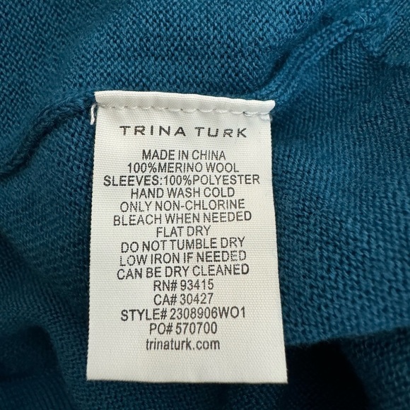 Trina Turk 100% Wool Rhea Pullover in Bethesda Blue Size‎ XXL - Picture 8 of 11
